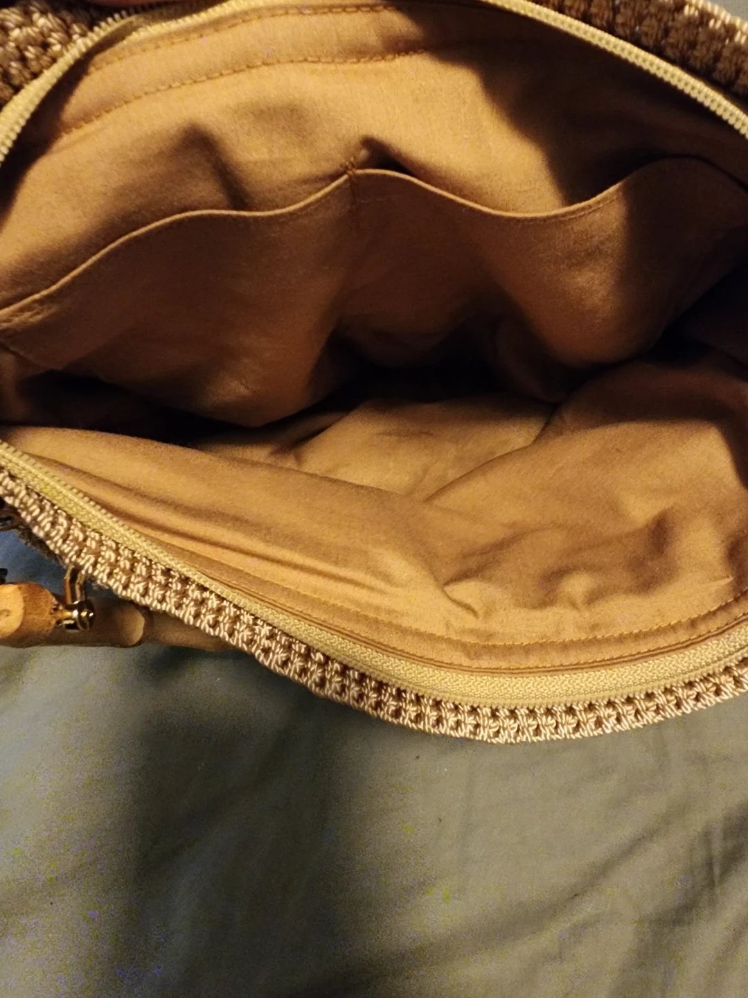 Crocheted Bag with Bamboo Handles and Soda Tab Accents - photo 5