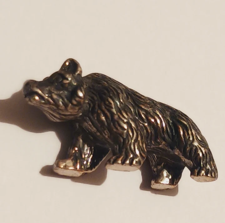 Sterling Silver Stamped Cute Bear Figurine