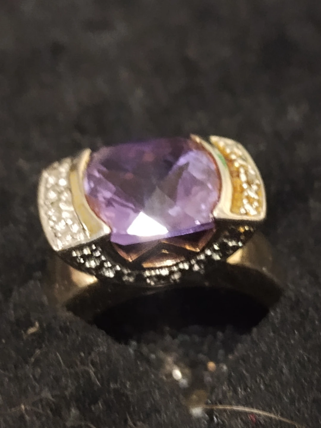 Vintage oval Amethyst sterling silver ring - photo 2