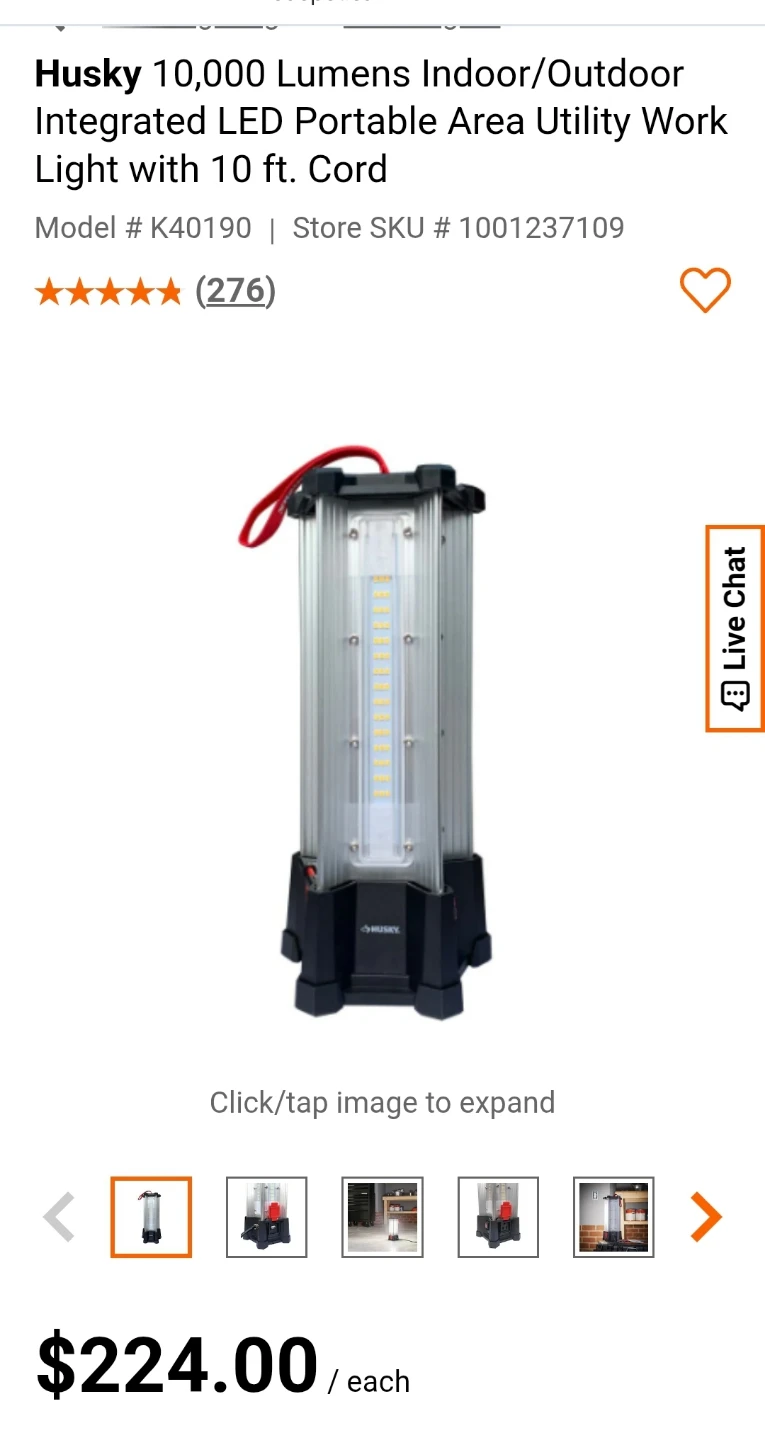 Husky 10,000 Lumens LED Portable Work Light with 10 ft. Cord