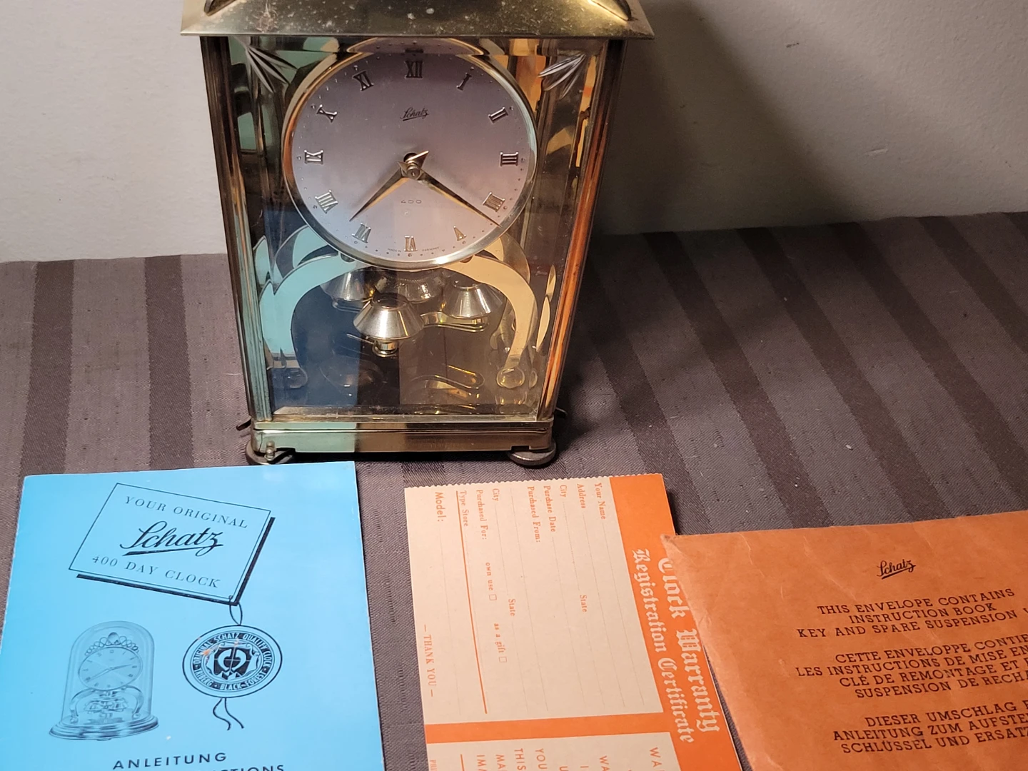 Rare Schatz 400 Day "Anniversary" Clock with Manuals