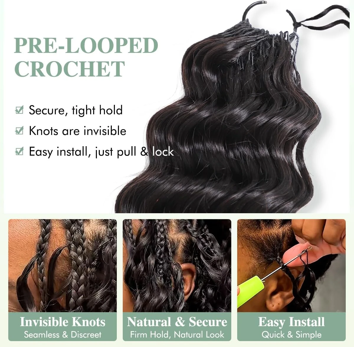 18 Inch Deep Wave Feather Crochet Hair Extensions 90g - photo 4