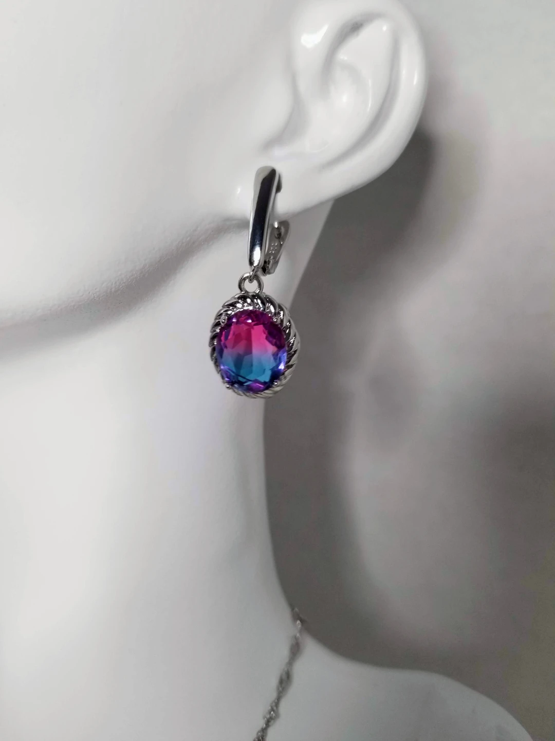 925 silver Graduated Gemstone Ring, Earrings, and Necklace Set - photo 2