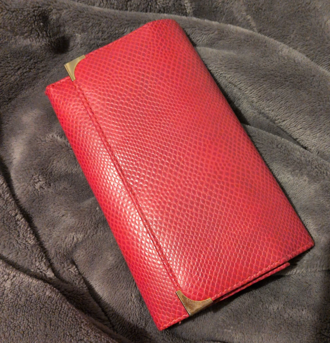 Red Faux Leather Clutch Wallet
