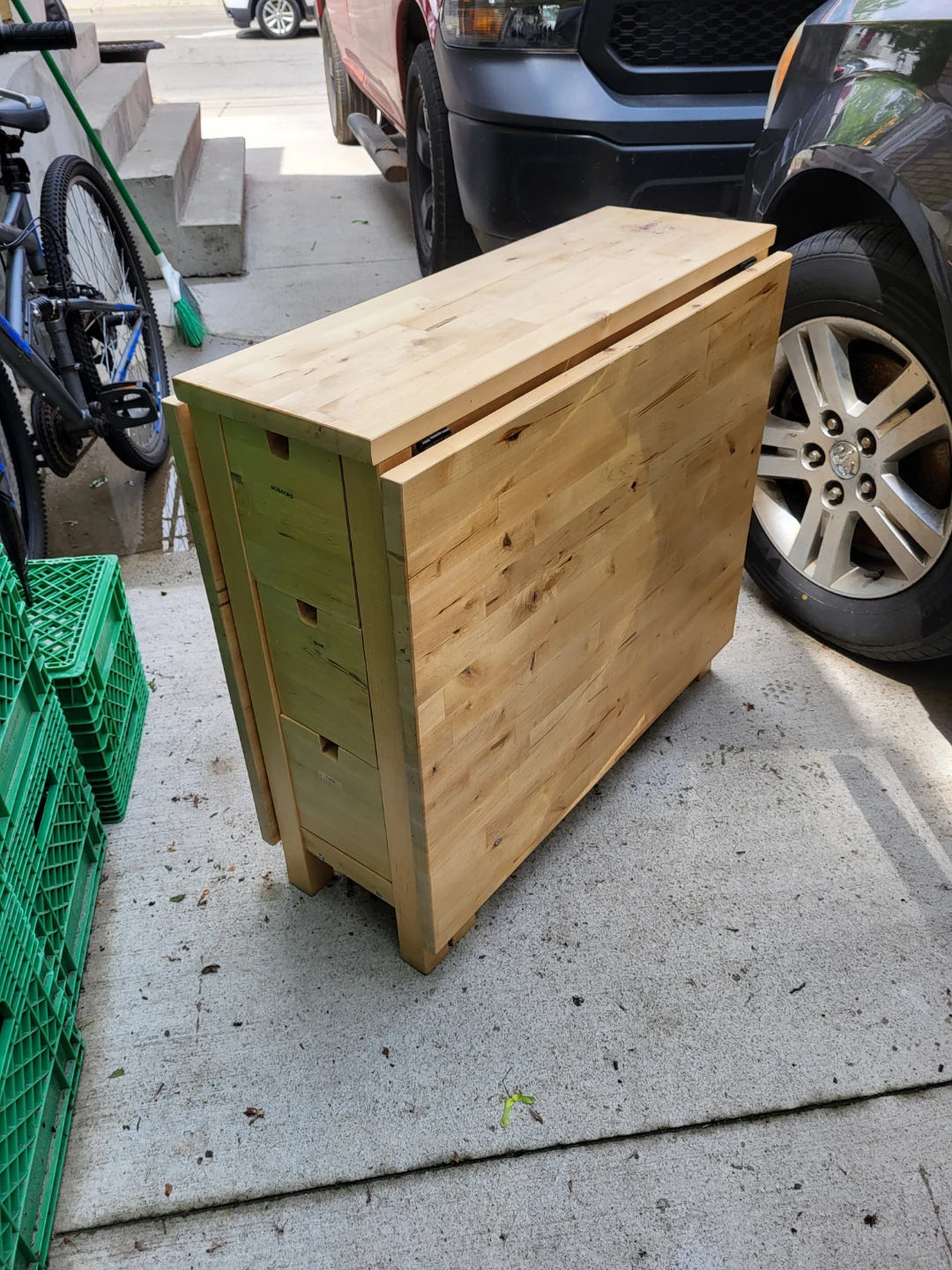 Wooden Drop-Leaf Table with 6 Drawers opens to 60" or 35" - photo 3