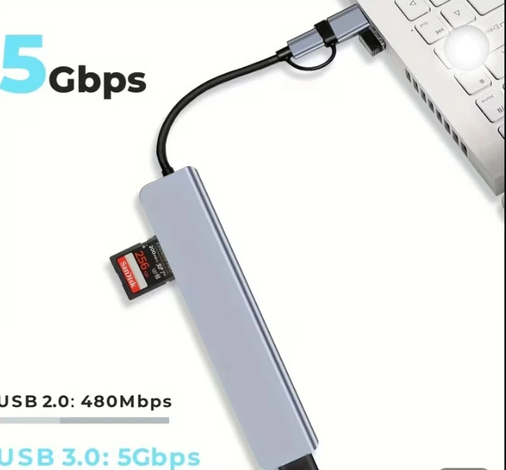 8-in-2 USB Hub with SD/TF Card Reader - photo 2