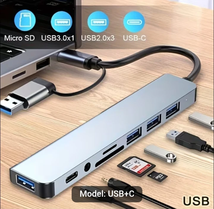 8-in-2 USB Hub with SD/TF Card Reader - photo 5