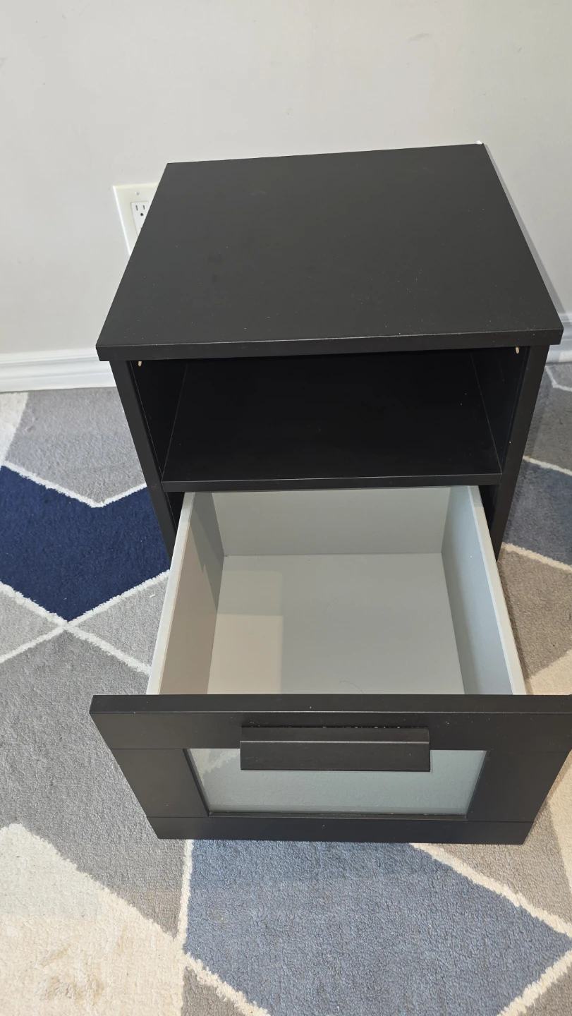 Black Nightstand with Drawer - photo 2