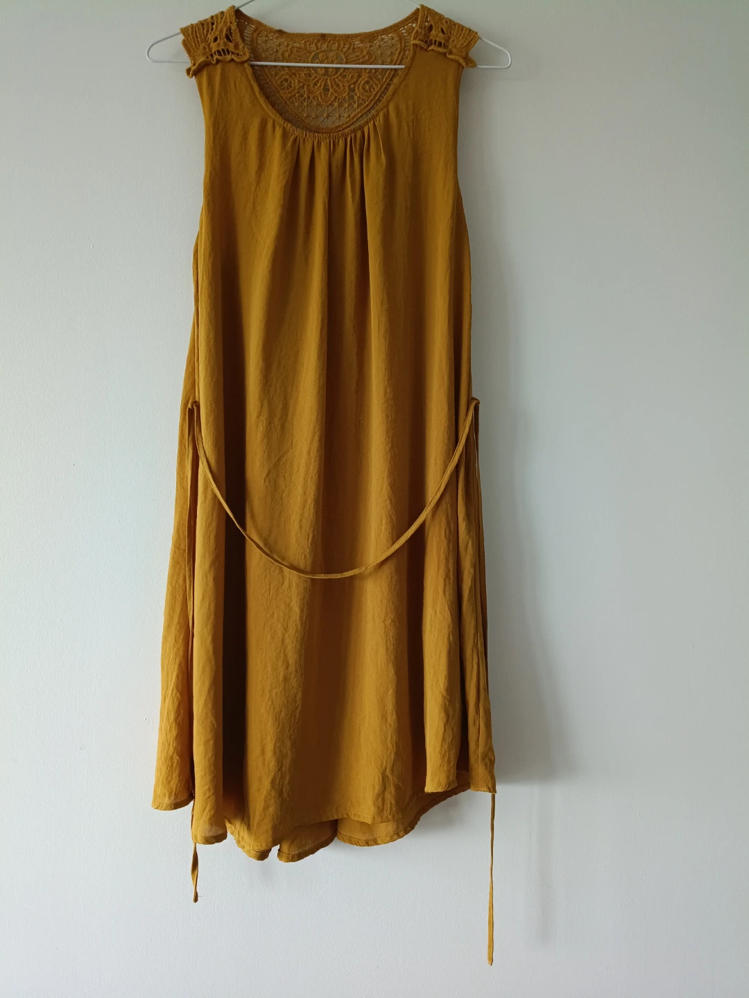 Women's Sleeveless Dress with Crochet Yoke