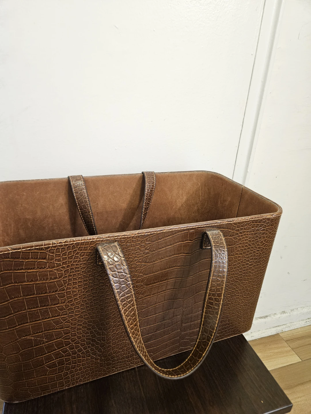 Brown Faux Croc Tote Bag - photo 2