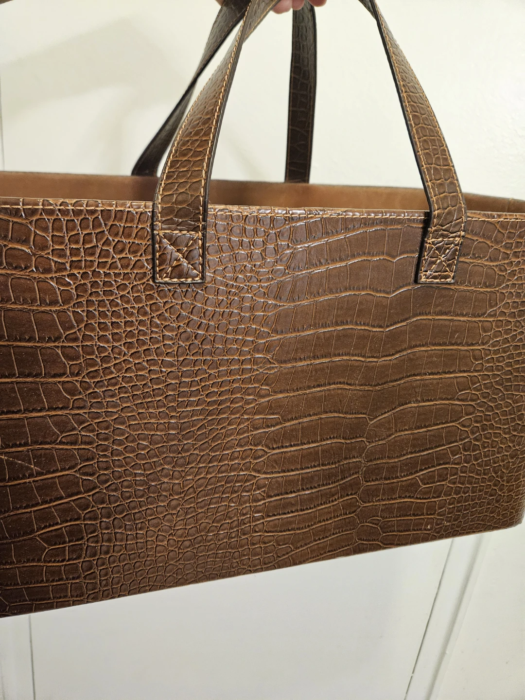 Brown Faux Croc Tote Bag - photo 3