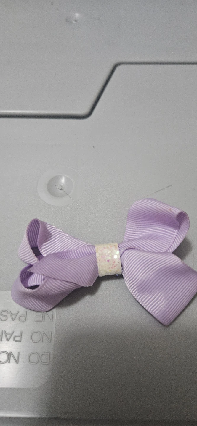 Lavender Bow Hair Clip with Glitter Detail
