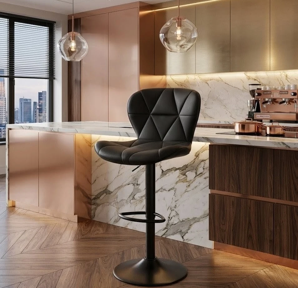 Black Adjustable Swivel Bar Stool - photo 5