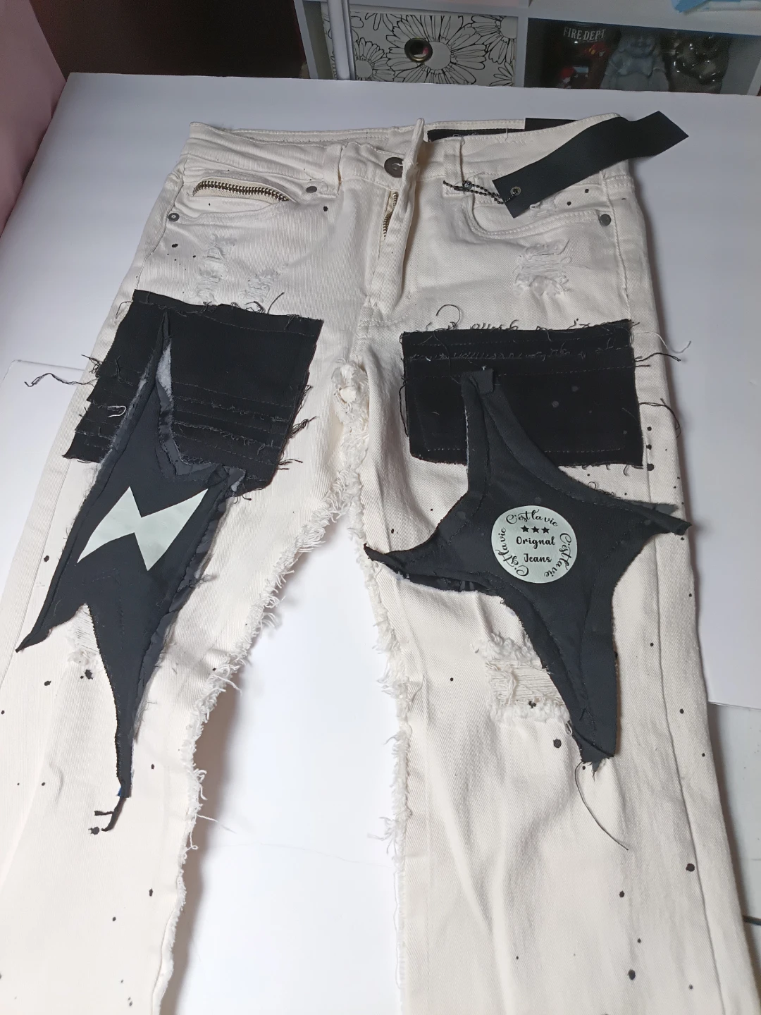 C'est La Vie Jeans - Cream Distressed Patched - photo 4