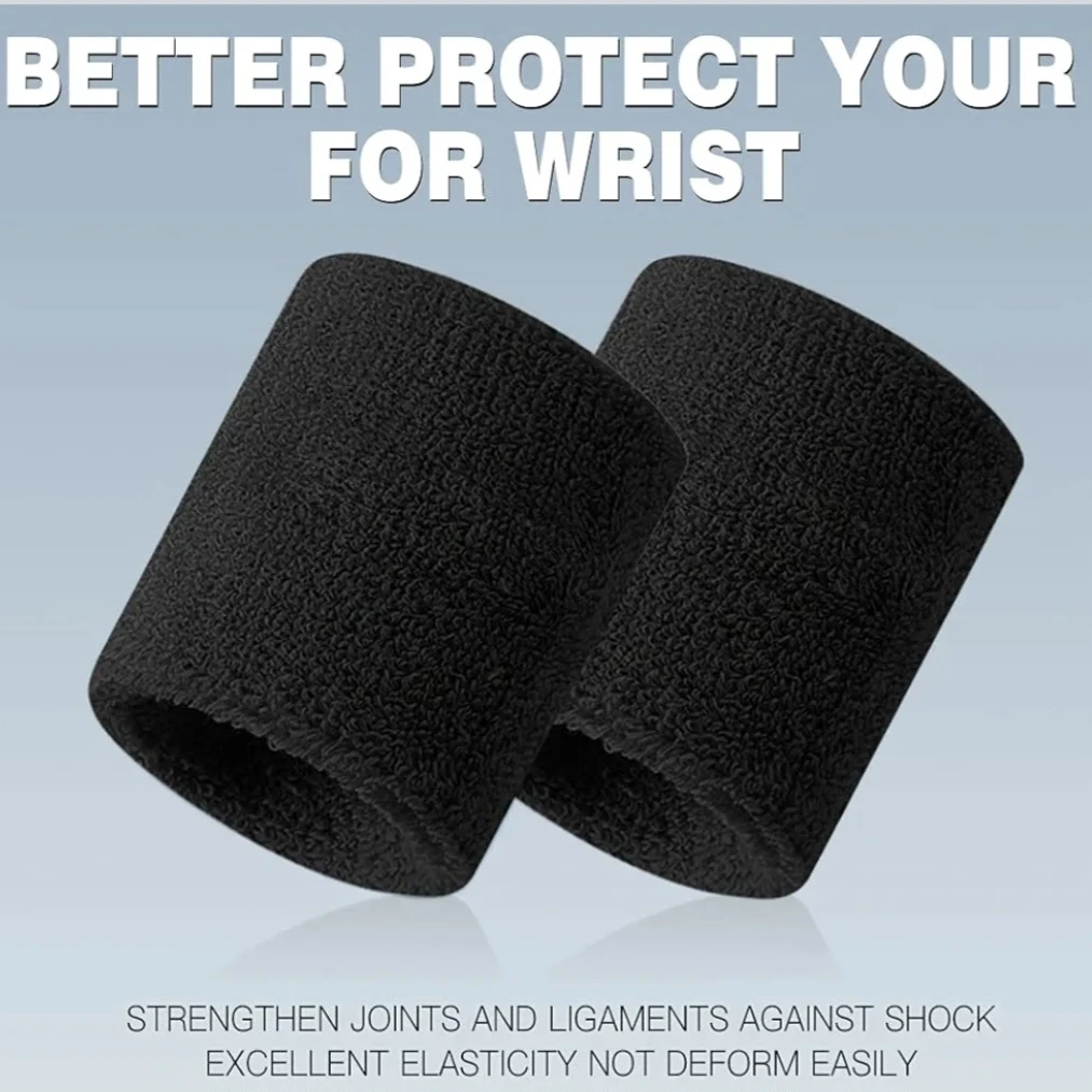 3 Pairs Black Wristbands Sports Sweatbands Adult - photo 2