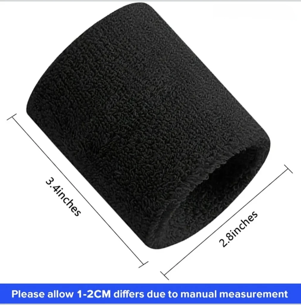 3 Pairs Black Wristbands Sports Sweatbands Adult - photo 4