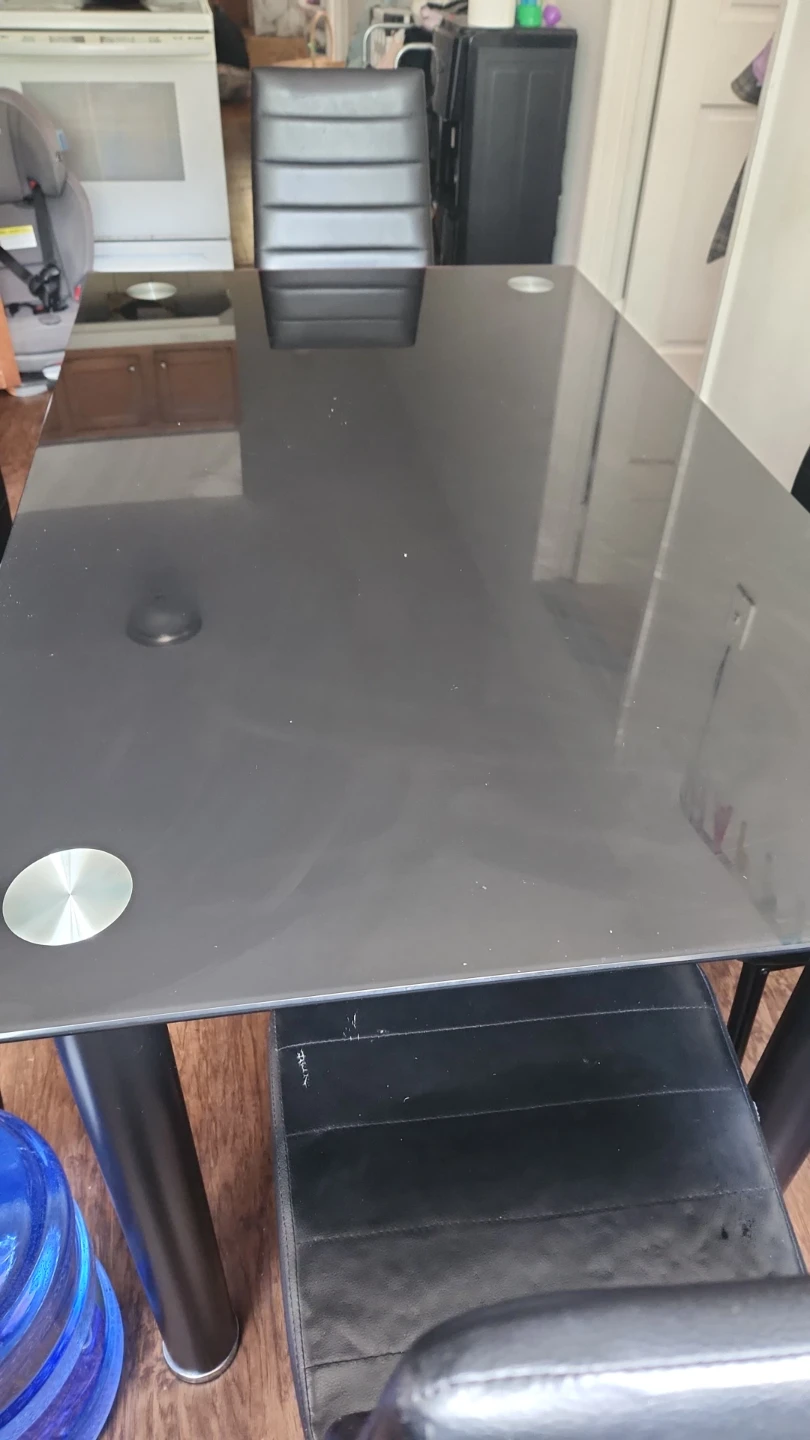 Black Glass Dining Table with 6 Chairs