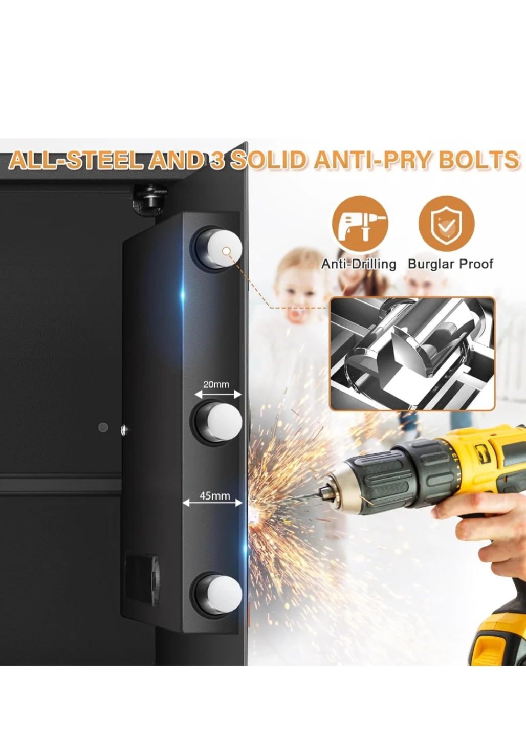 Digital Safe Box with Key Lock and Removable Shelf - photo 4