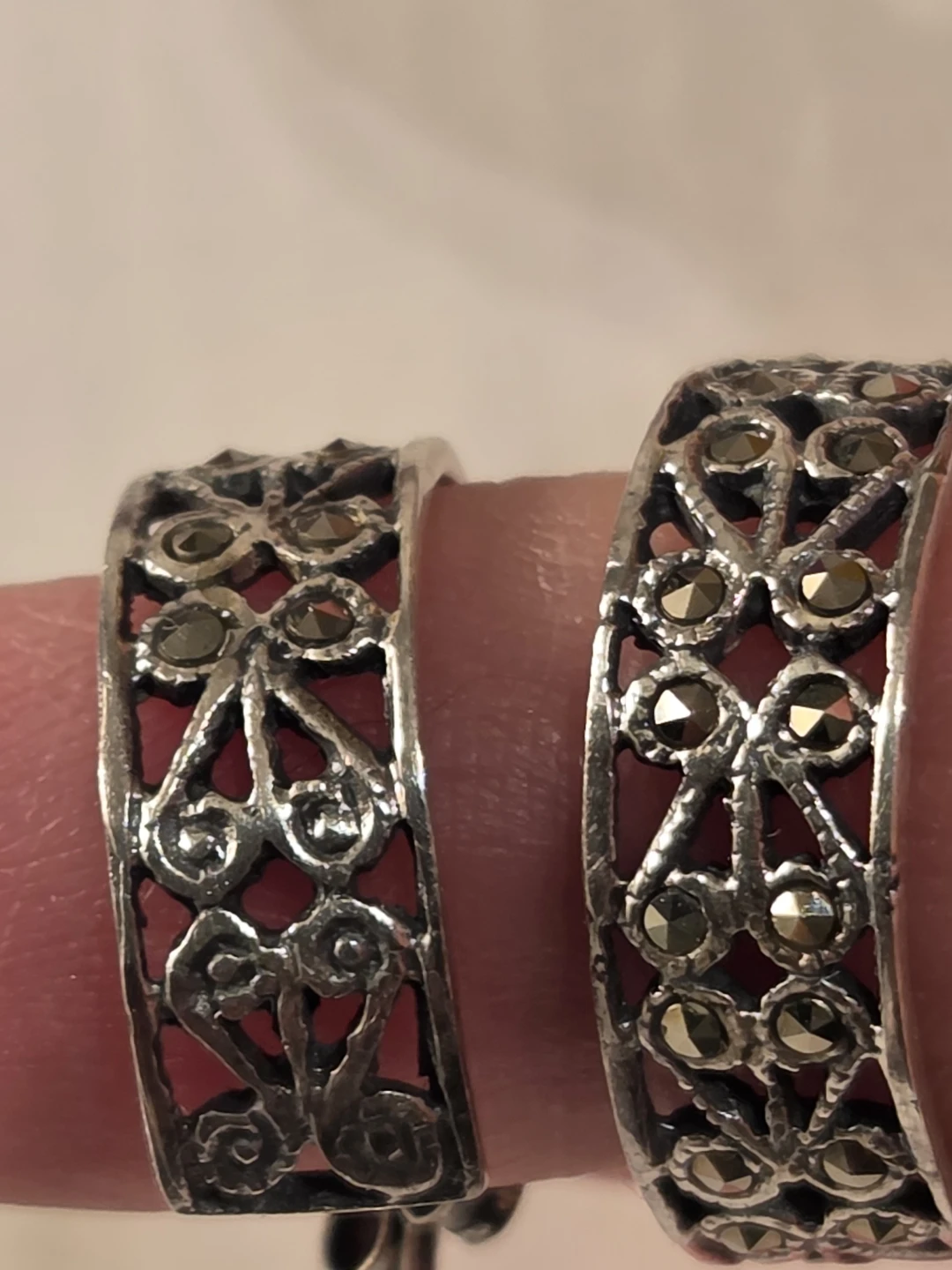 Assorted Sterling Silver Hoop Earrings with Marcasite - photo 2