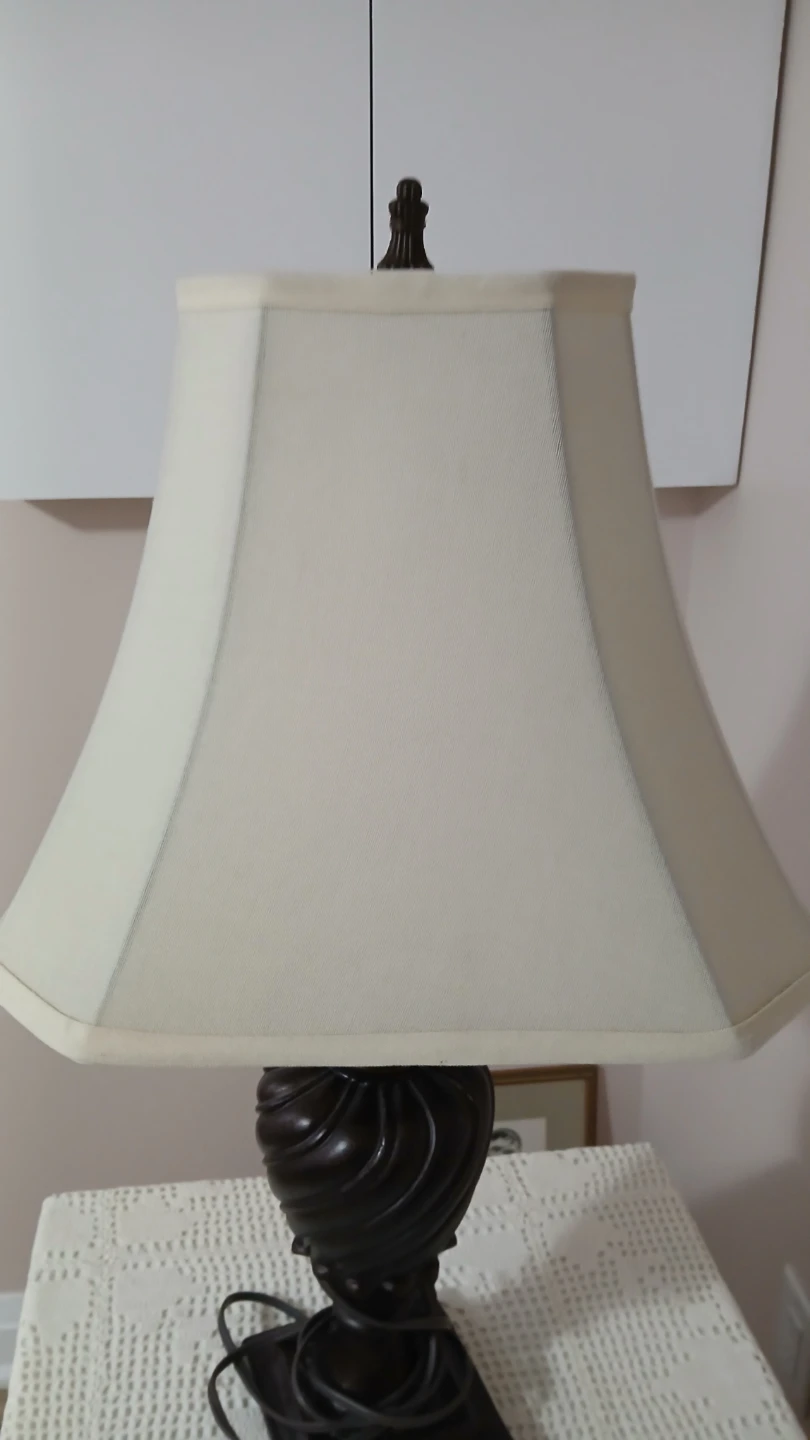 Table Lamp With Cream Cloth Shade and Brown Base - photo 3