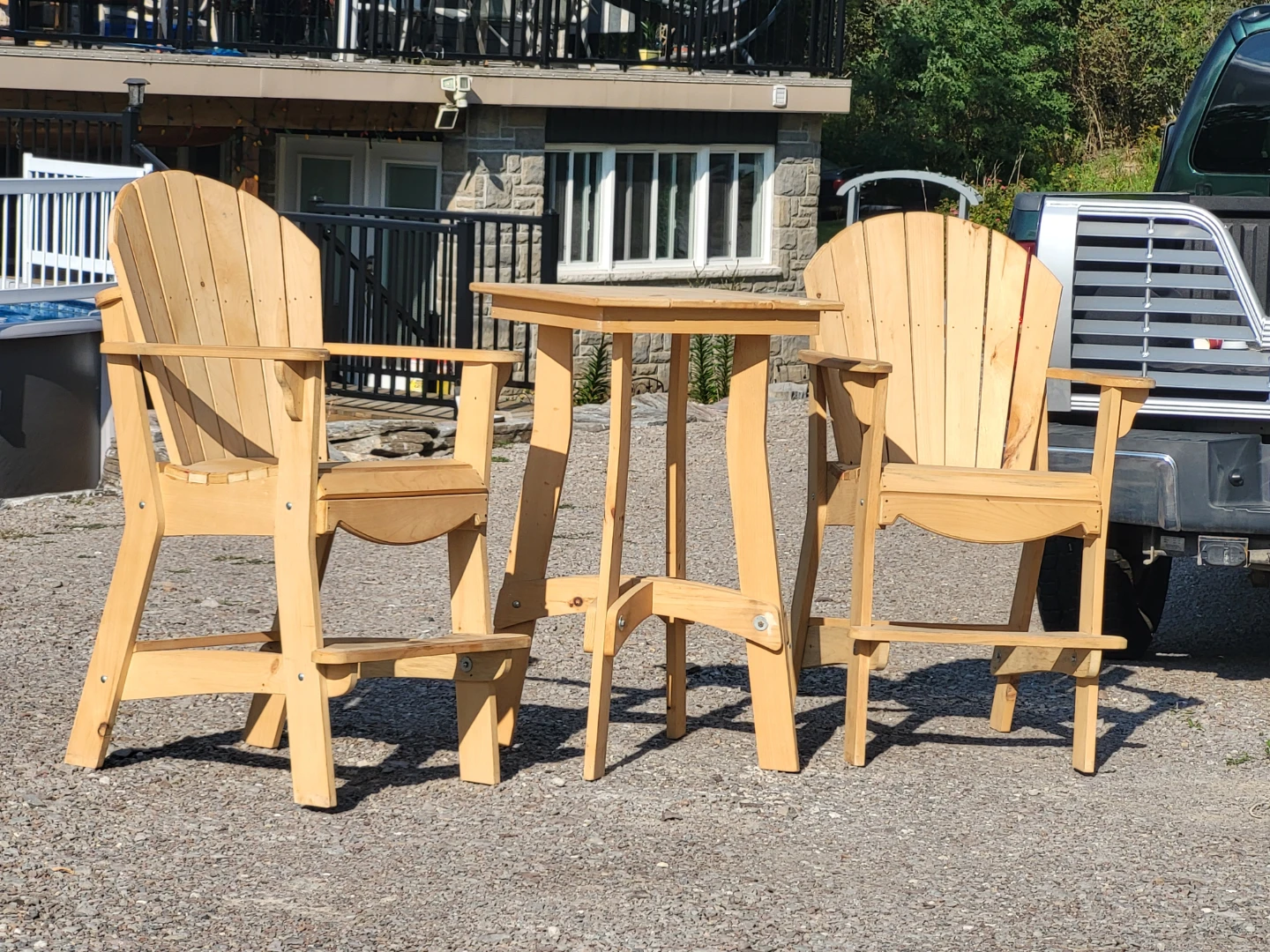 Set of 2 Bar Height Patio Chairs and Table - photo 2