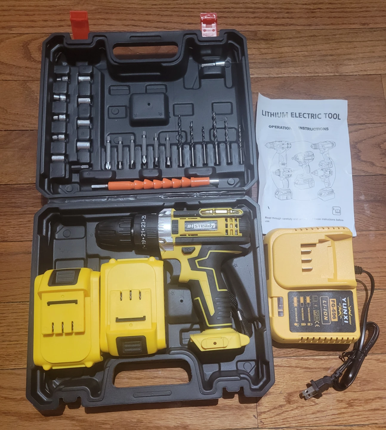NEW Cordless Hammer Drill Set with 2 Batteries 4.0Ah