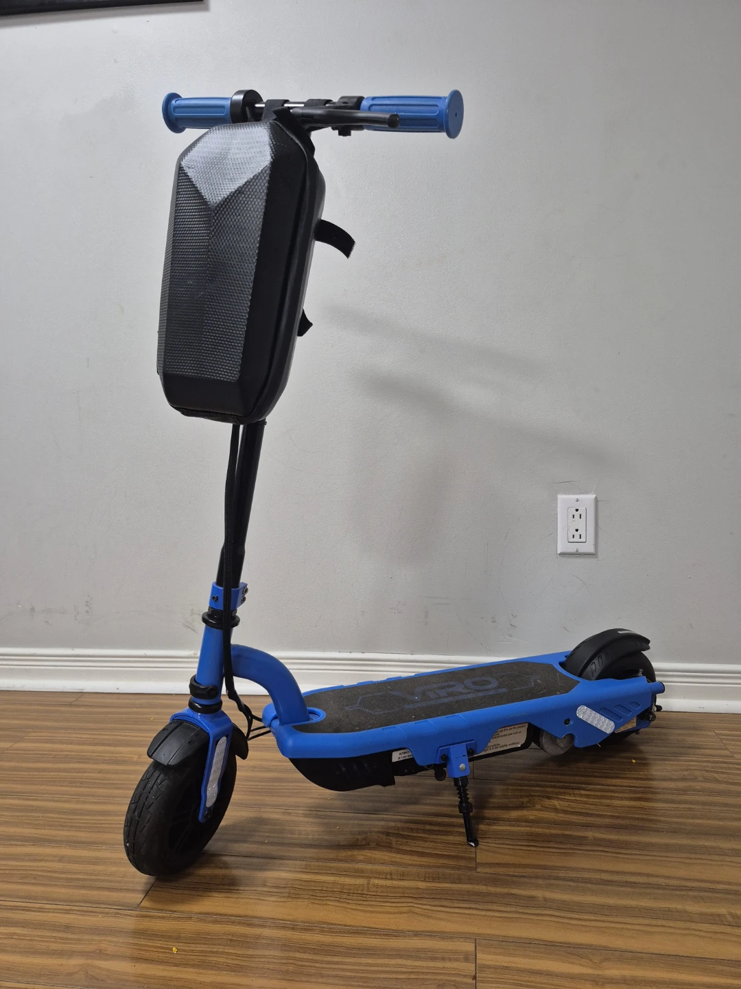 Blue Electric Scooter with Storage Bag