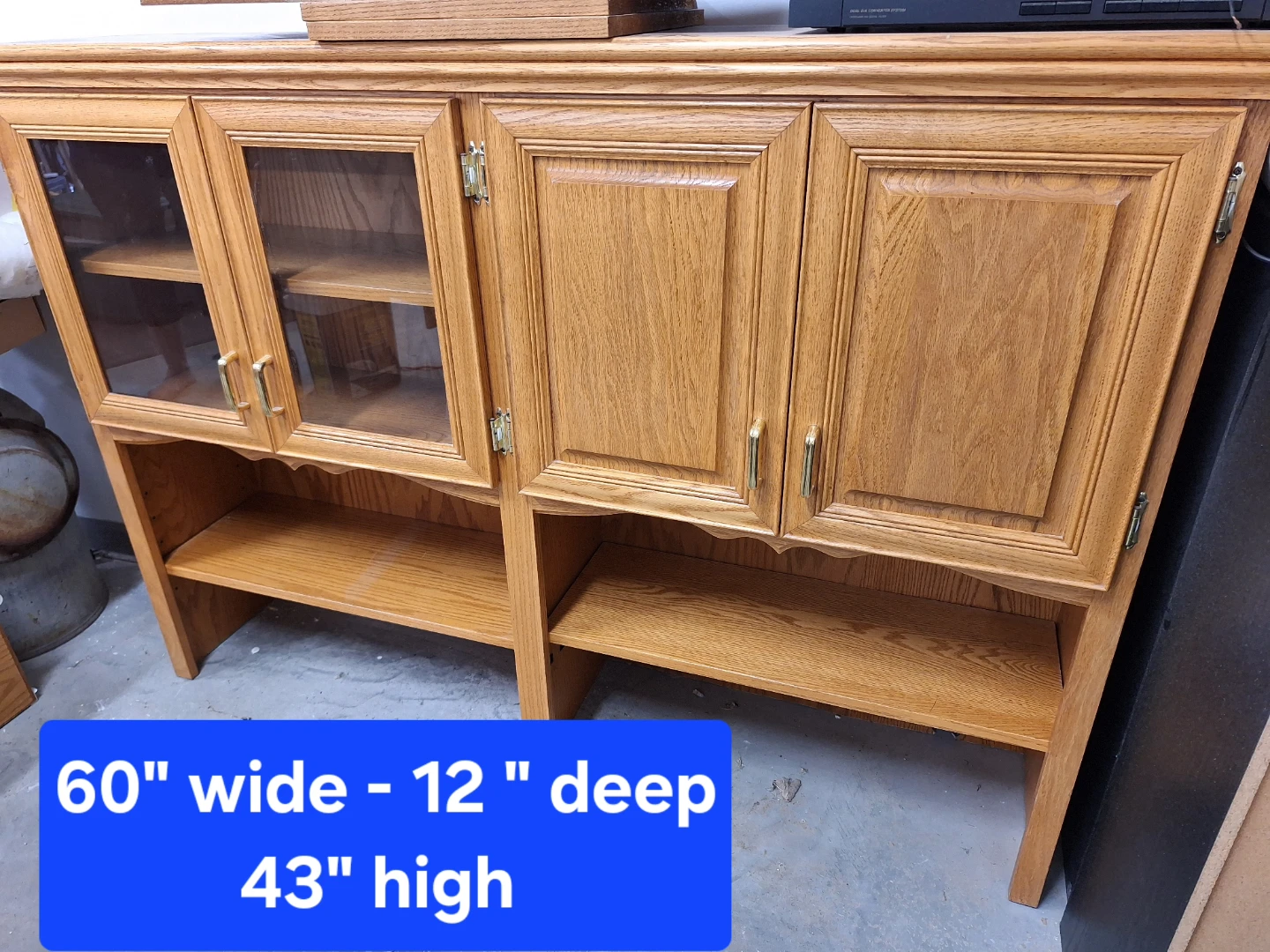 Oak Display Cabinet with Glass Doors