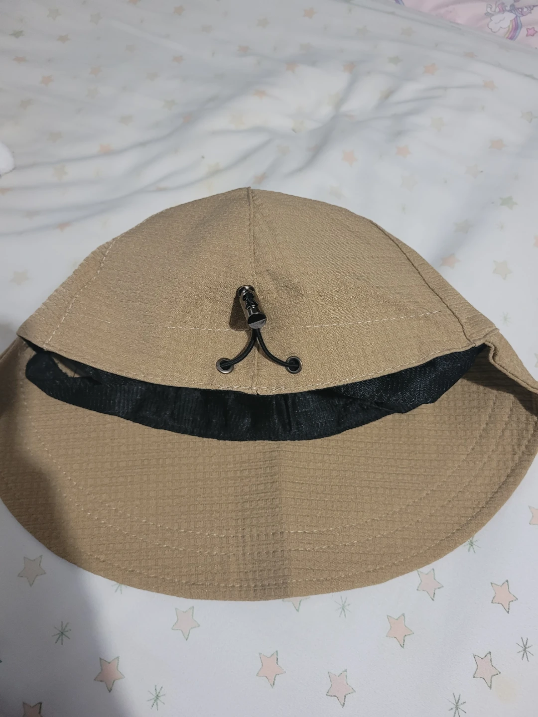 Women's Tan Bucket Hat with Black Trim