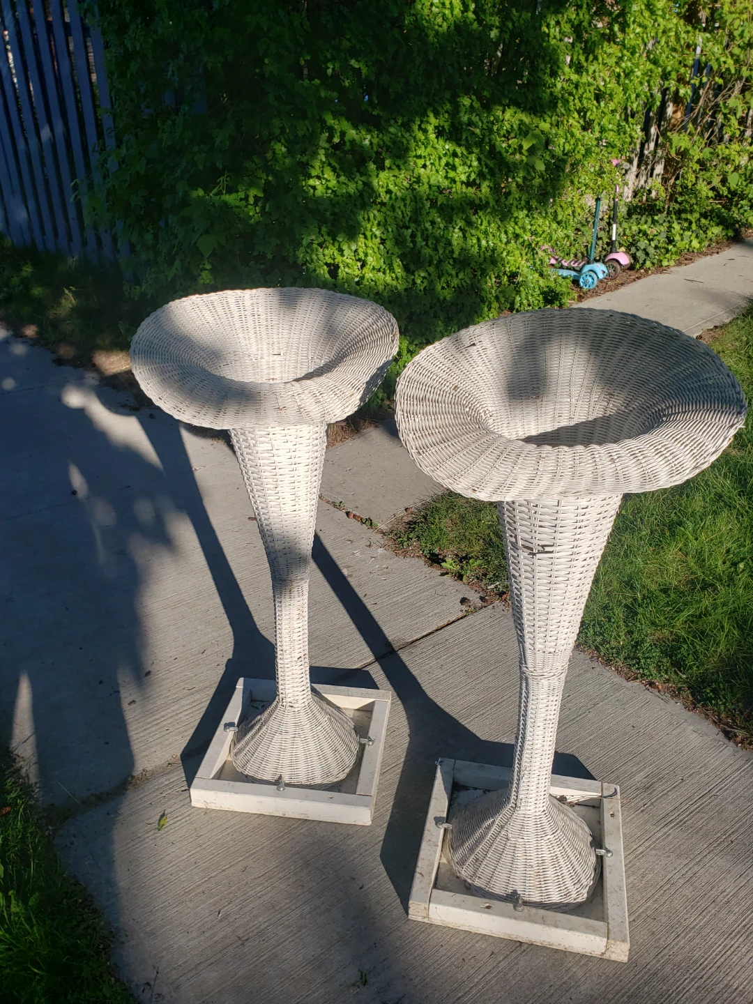 Wicker Pedestal Plant Stands
