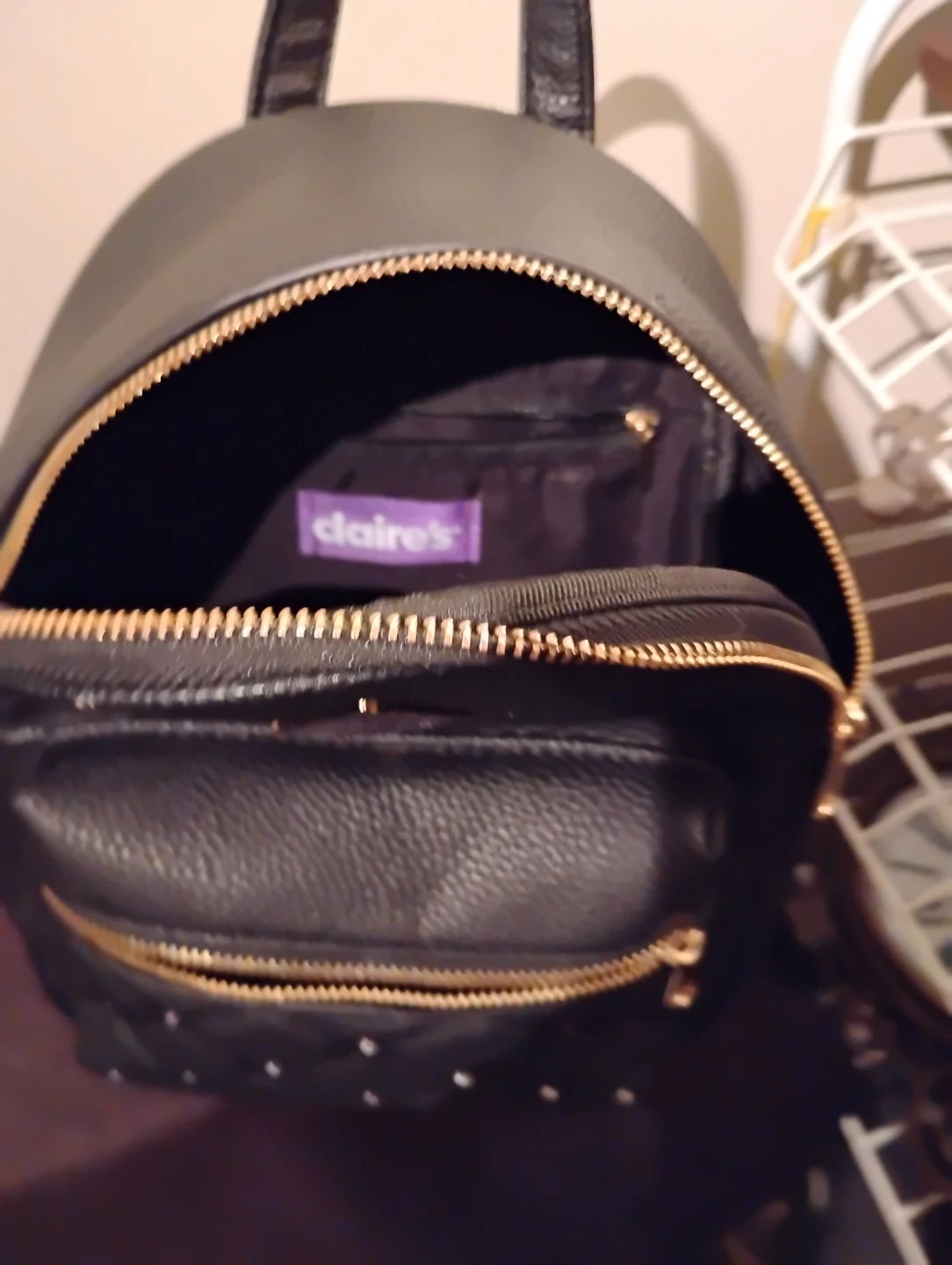 Claire's Black Quilted Mini Backpack - photo 2