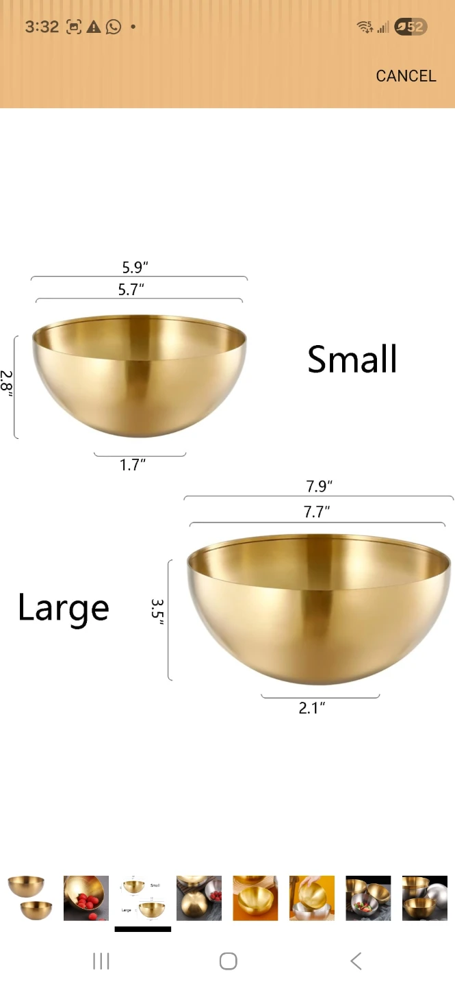 Gold Stainless Steel Mixing Bowl