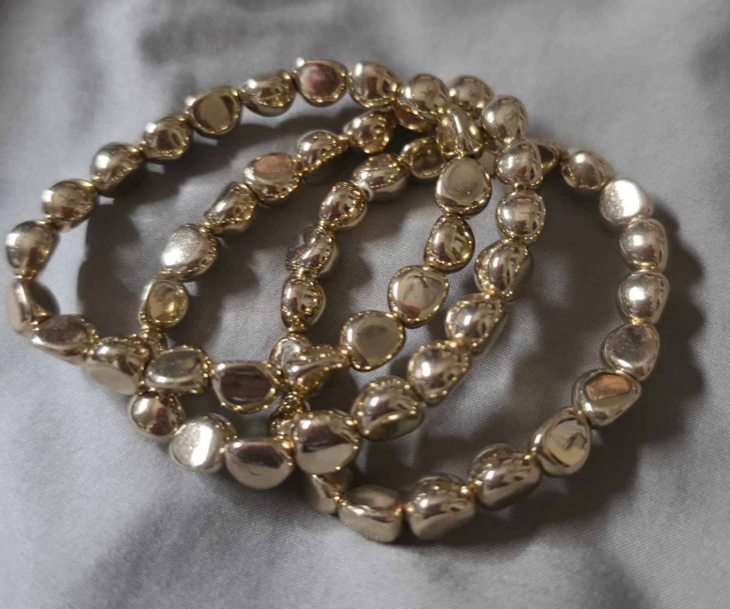 Gold Tone Chunky Bead Bracelet Set