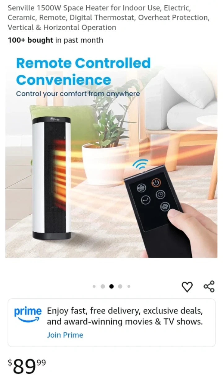 Senville 1500W Space Heater with Remote - photo 3