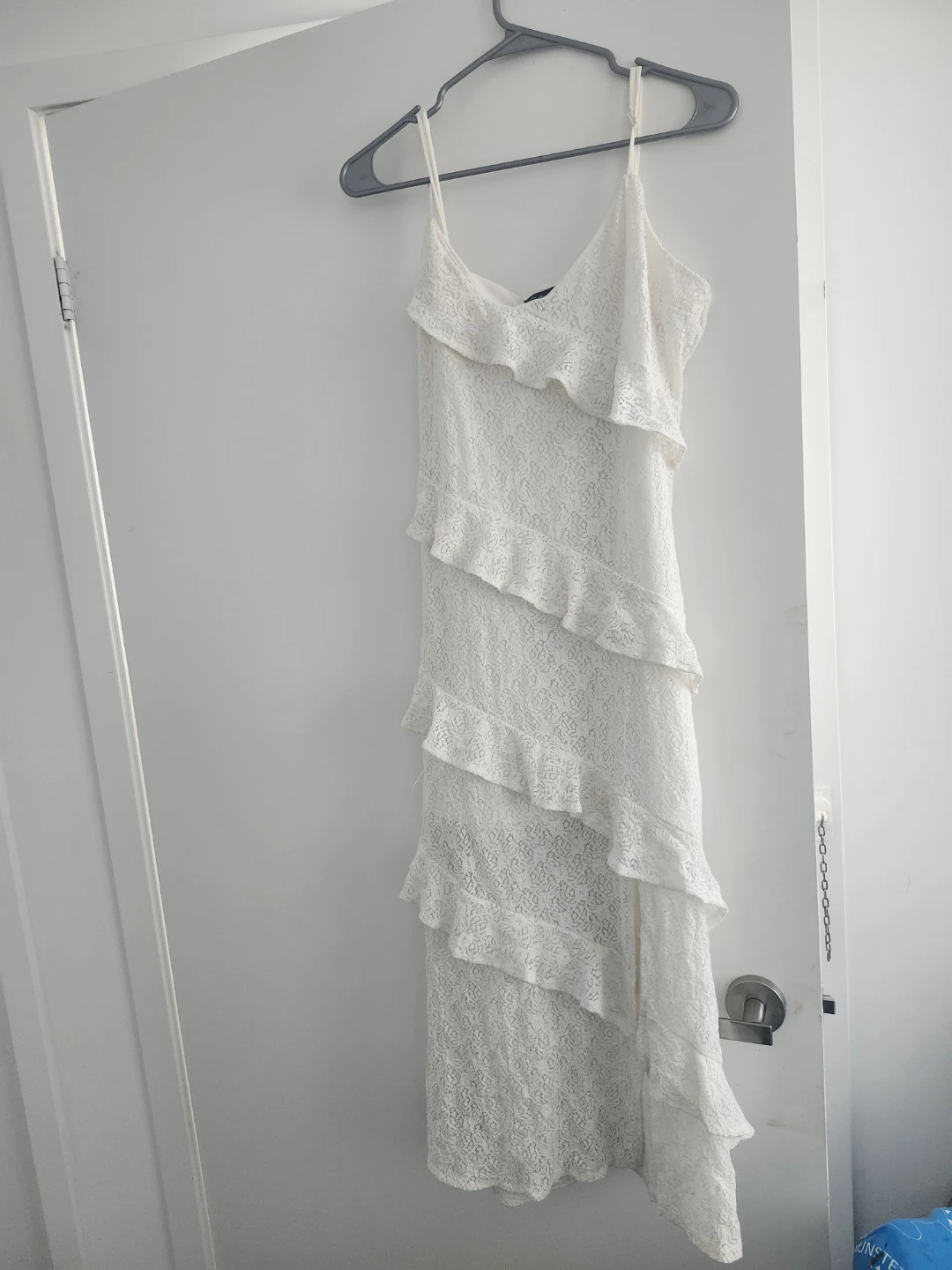 White Lace Ruffle Dress