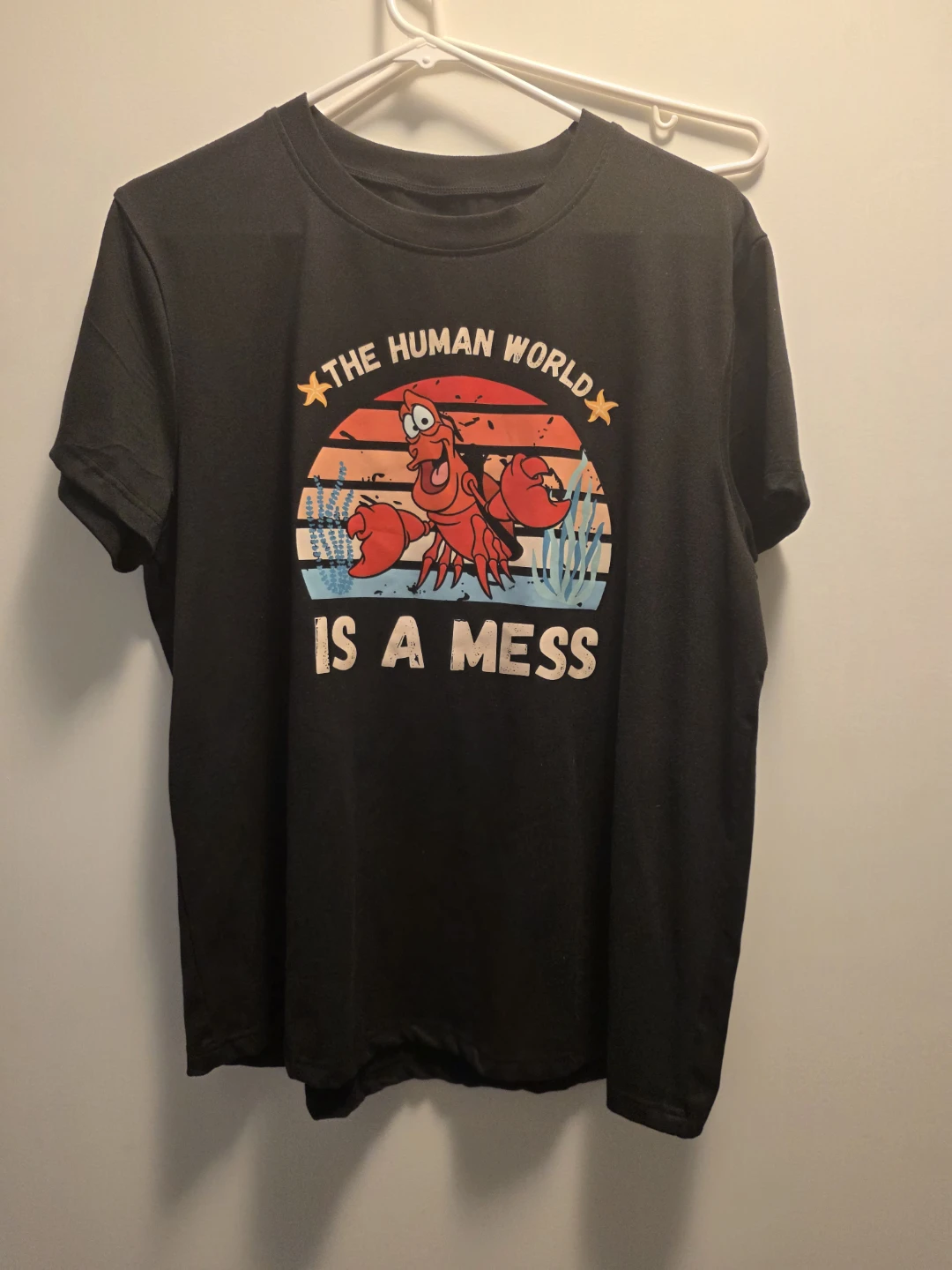 Black T-Shirt with "The Human World Is A Mess" Print