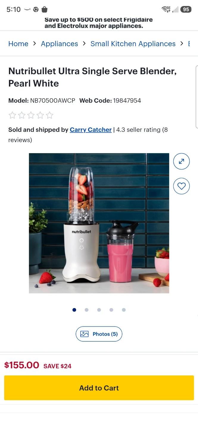 Nutribullet Ultra Single Serve Blender - Pearl White