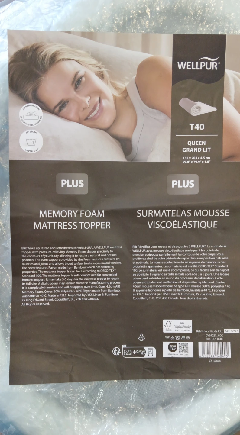 Jysk Wellpur T40 Mattress Topper Queen - photo 2