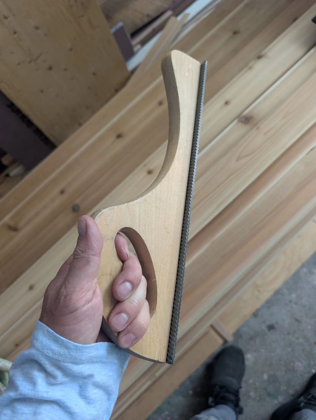 File tool with wood handle