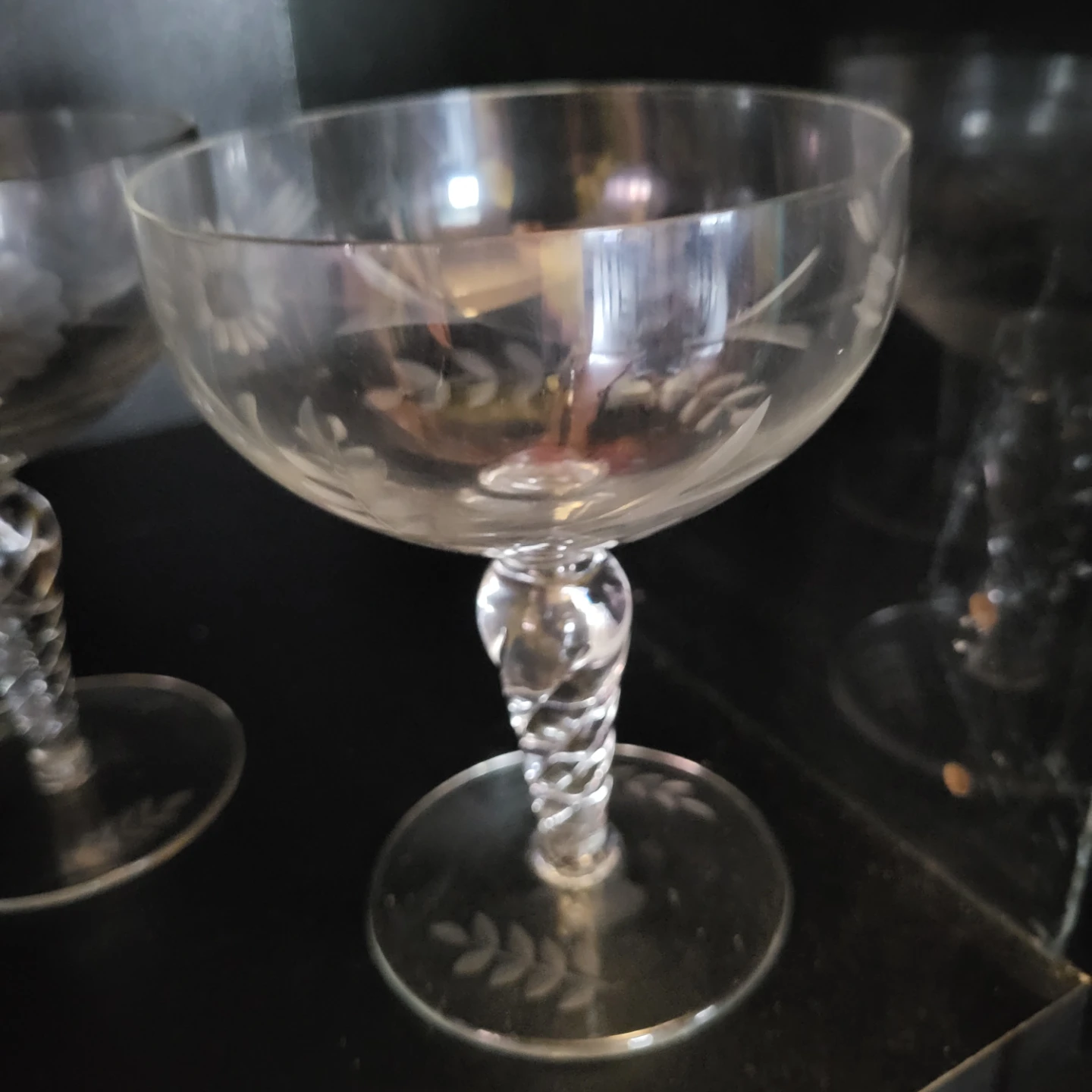 Etched Glass Coupe Glasses - Set of 2 - photo 2