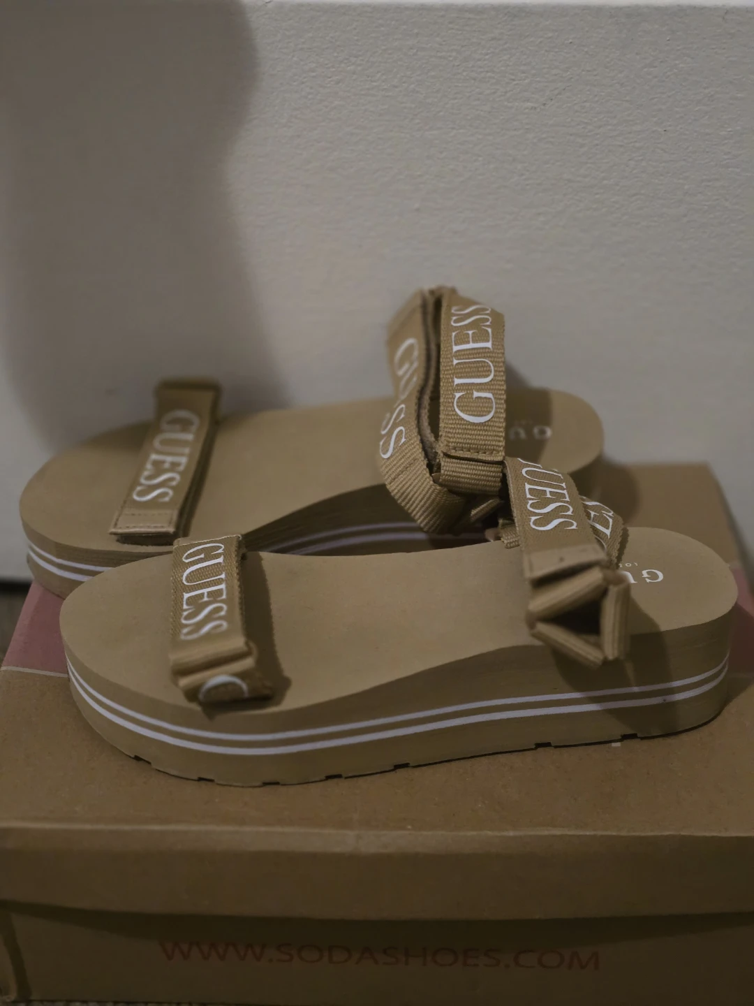 Guess Tan Platform Sandals