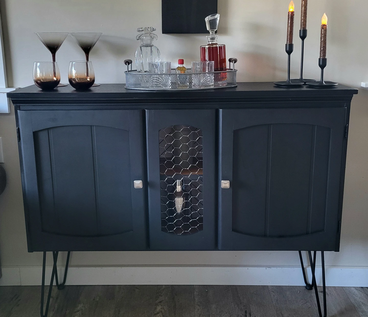 Black Cabinet with and Hairpin Legs
