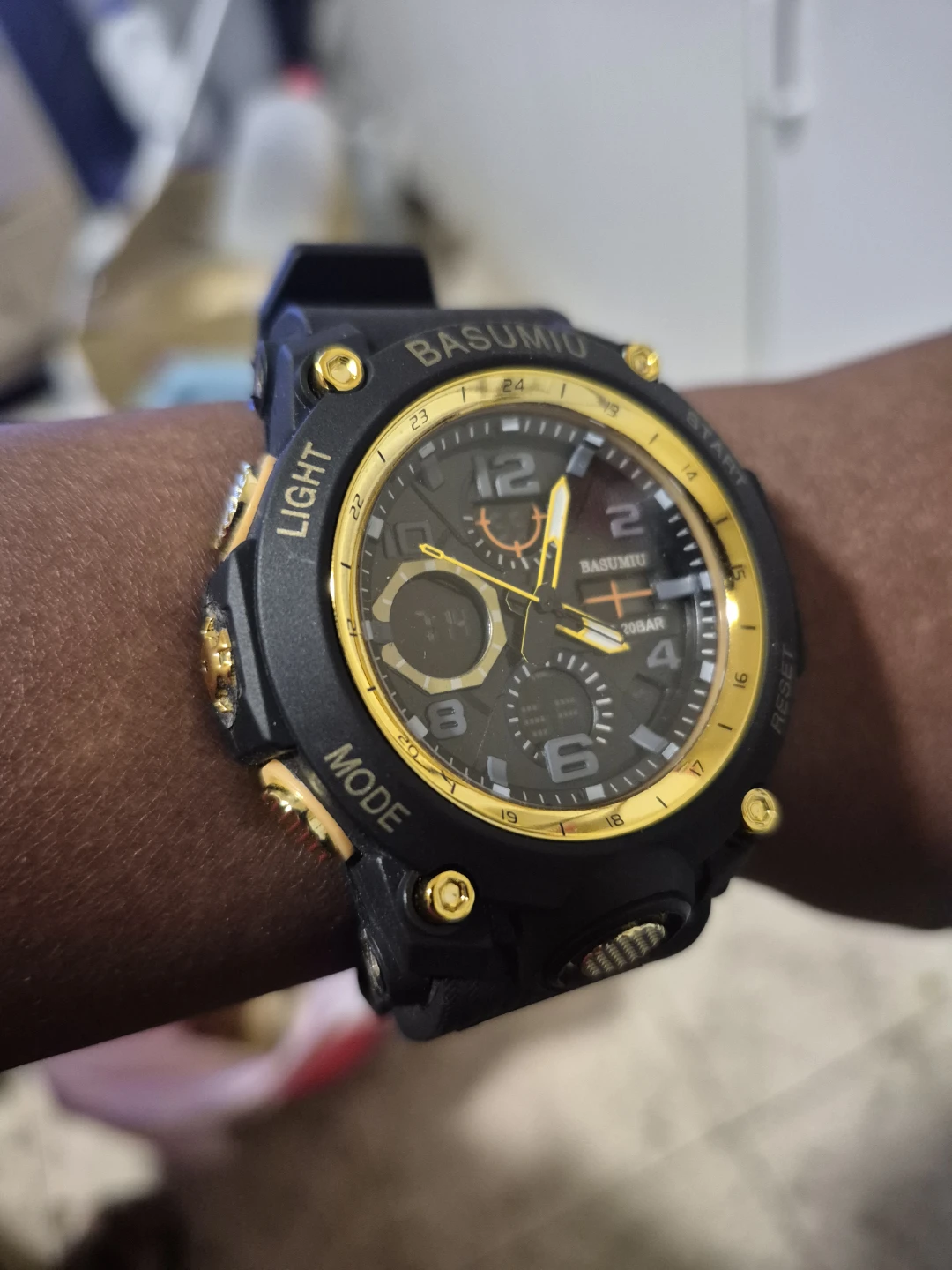 BASUMIU Black and Gold Analog Digital Watch - photo 2