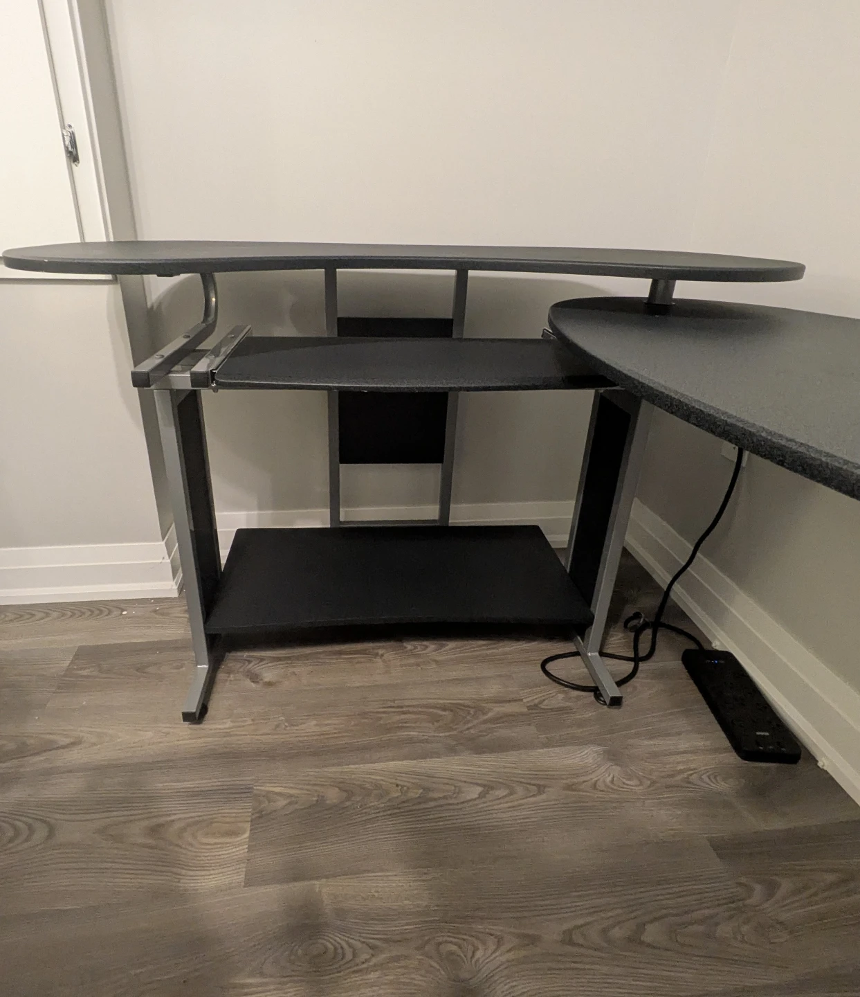 Grey L-Shaped Computer Desk with Keyboard Tray - photo 2