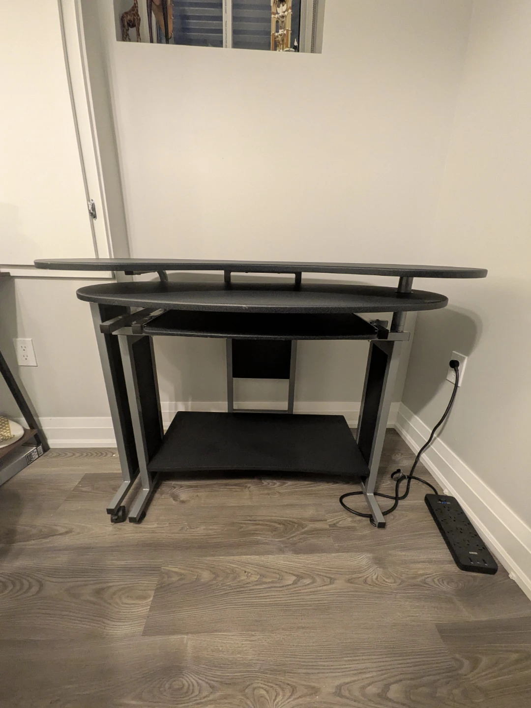 Grey L-Shaped Computer Desk with Keyboard Tray - photo 3