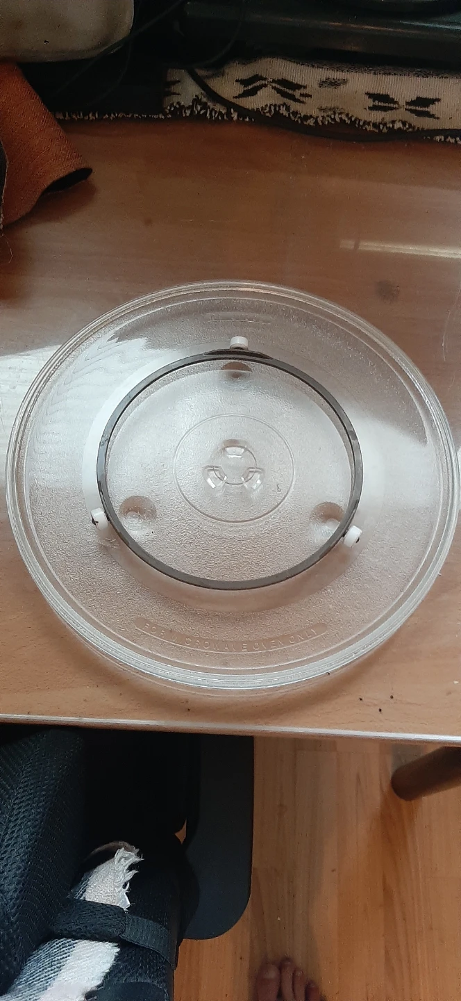 Glass Microwave Turntable Plate & Ring 12.5" In Diameter