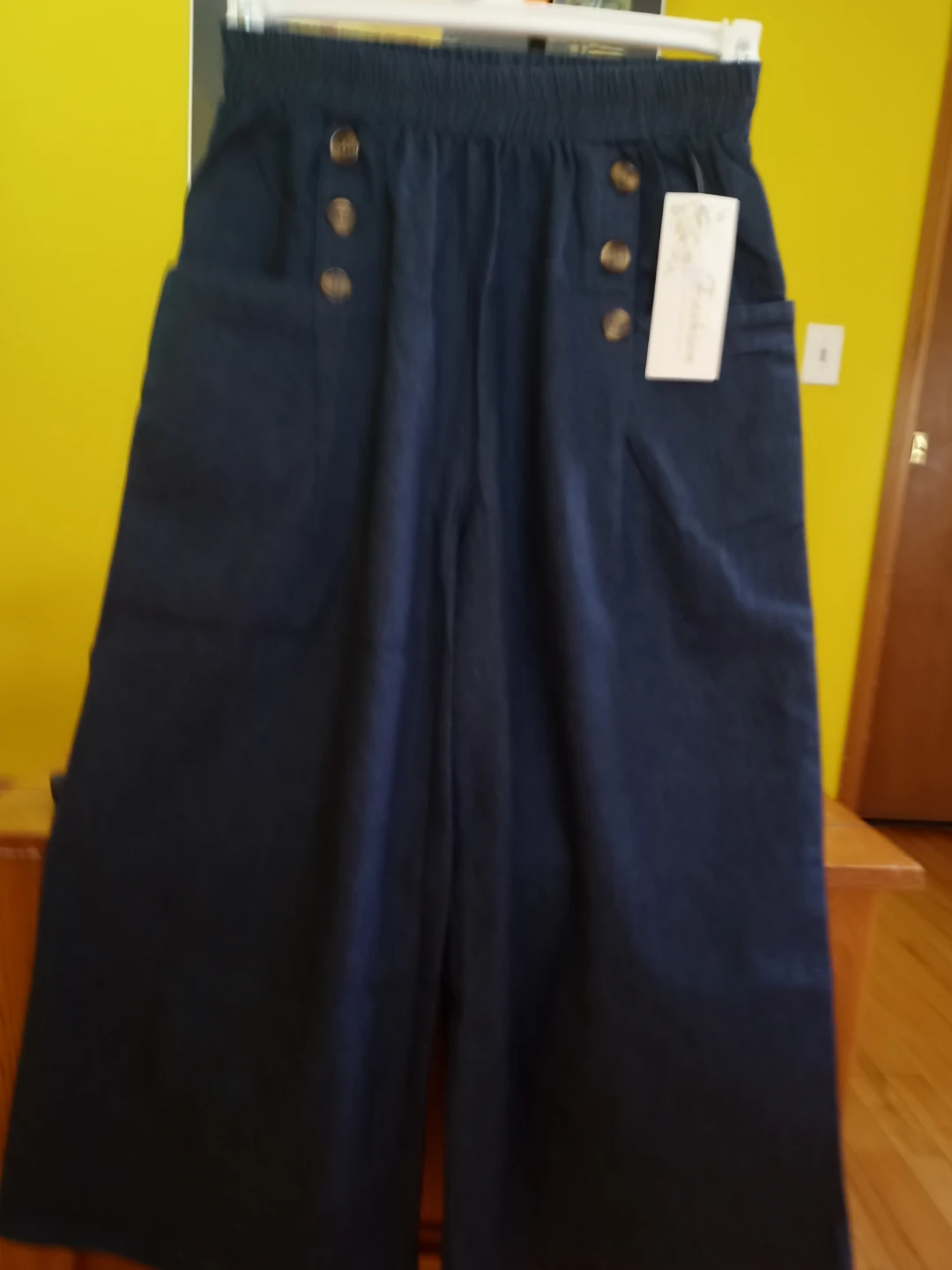 Women's Navy Culottes with Button Detail