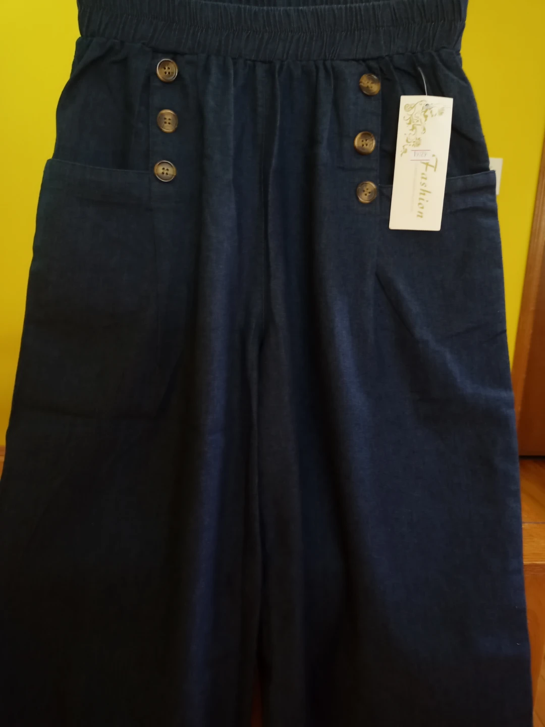 Women's Navy Culottes with Button Detail - photo 2