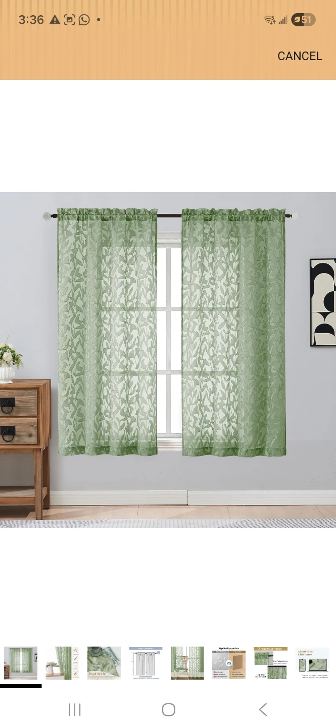 Light Green Leaf Style Curtains