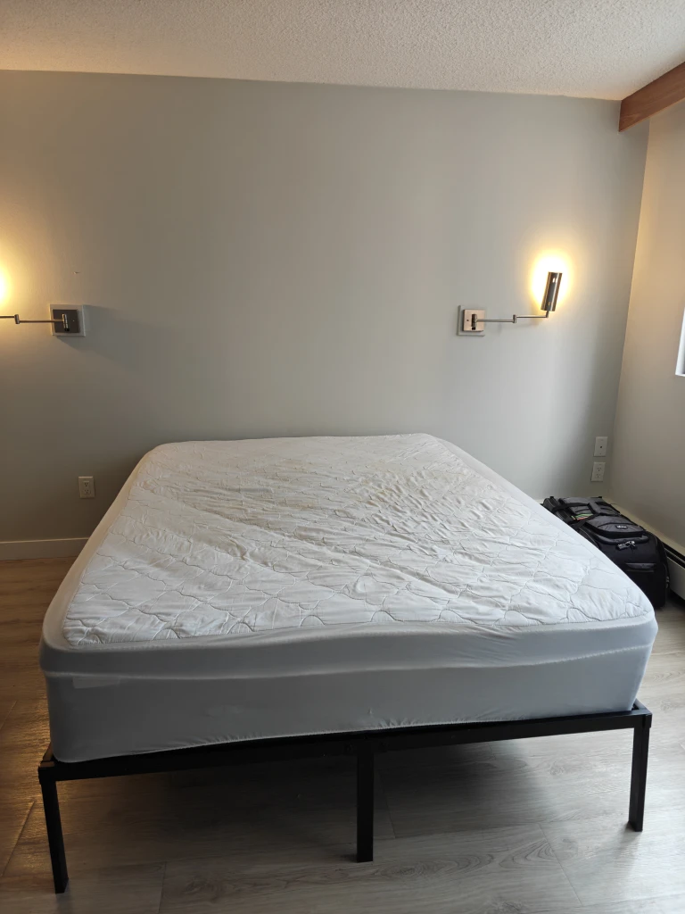 Urgent -Used White Mattress on Metal Frame